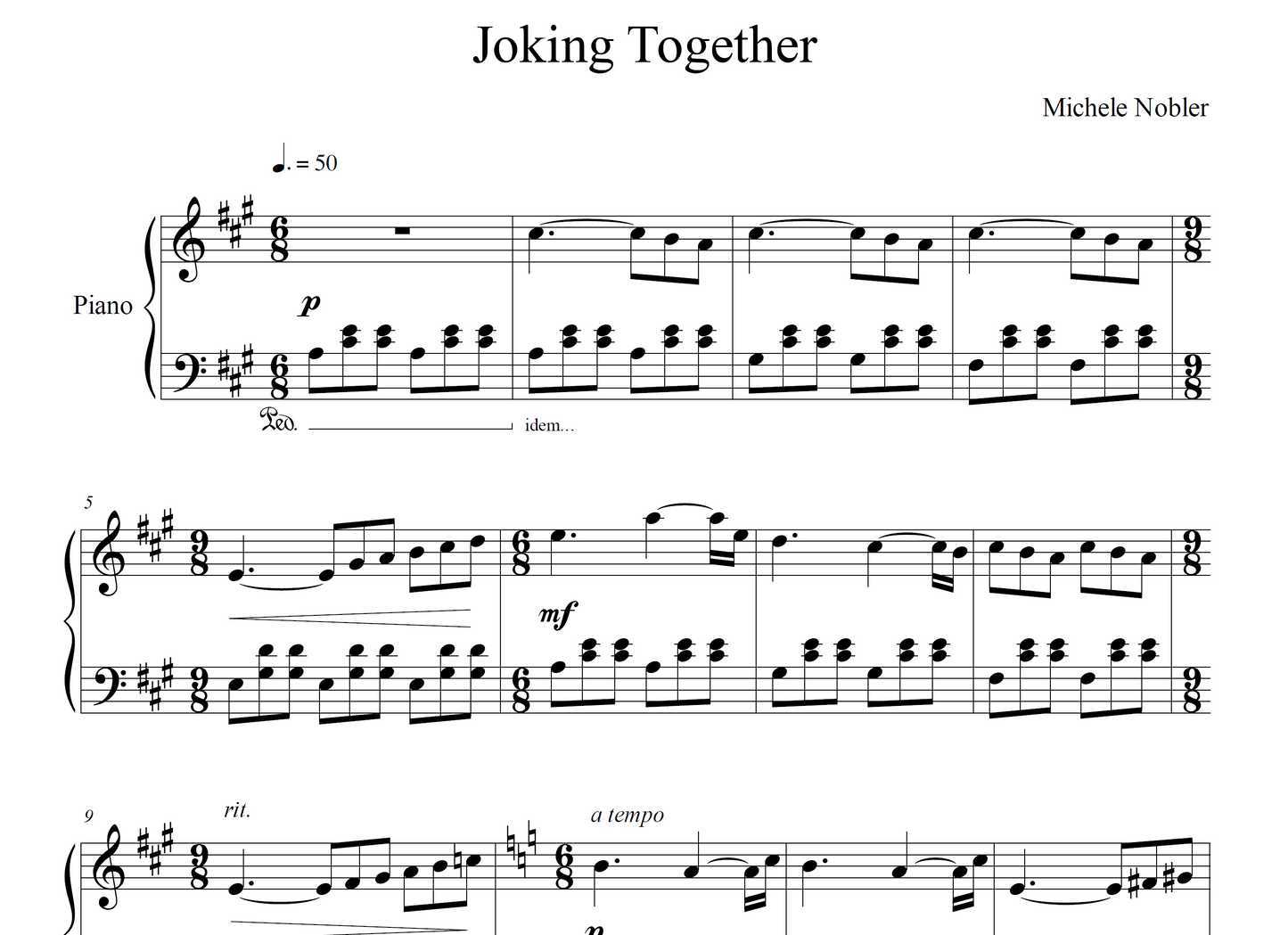 Joking Together - PDF Piano Sheet Music