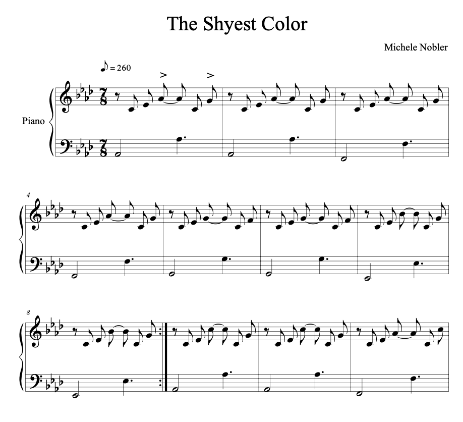 The Shyest Color - PDF Piano Sheet Music