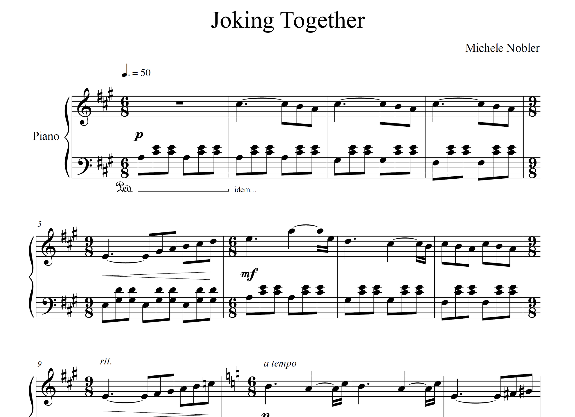 Joking Together PDF Piano Sheet Music Michele Nobler